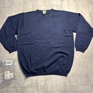 NEW L.L. Bean Men’s Crewneck Sweater - Navy Blue 100% cotton sz XL Tall
